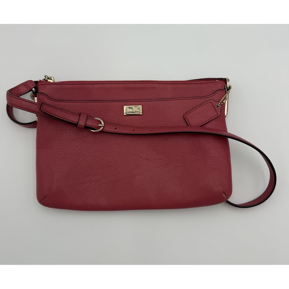 Coach Madison Swingpack Leather Crossbody Bag 49992 LI/Loganberry Preowned‎ Flaw